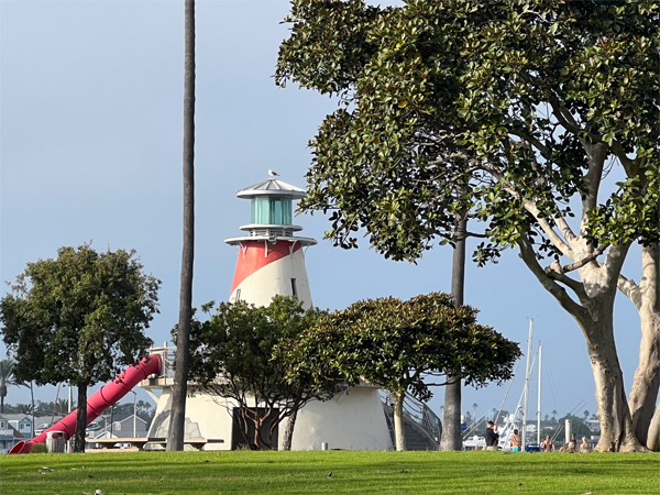 lighthouse that is part of a miniature golf play area