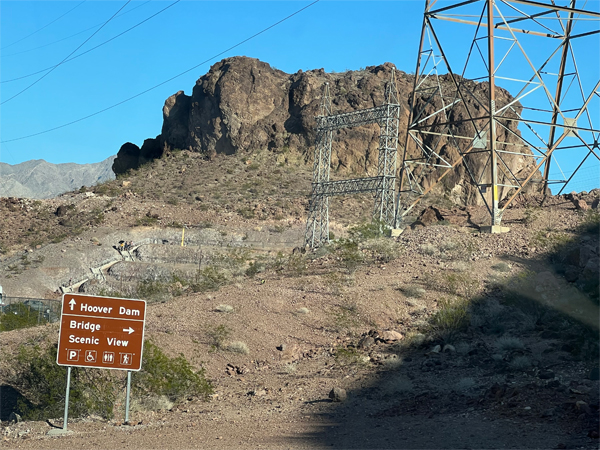 Hoover Dam and bridge sign
