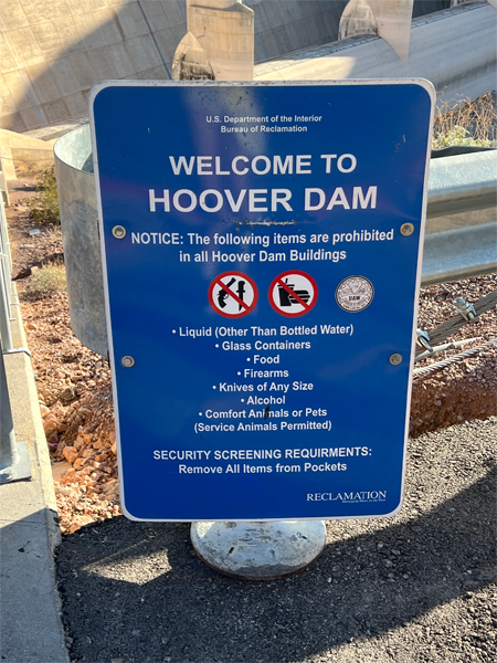 welcome to Hoover Dam sign