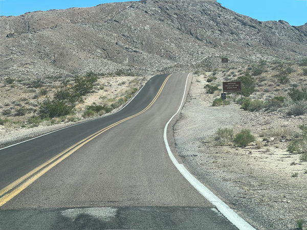 The road to Valley of Fire is full of dips and curves i n 2022