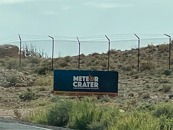 meteor crater sign