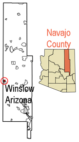 map showing location of Winslow in Navajo County