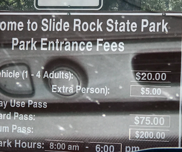 Slide Rock State Park fees