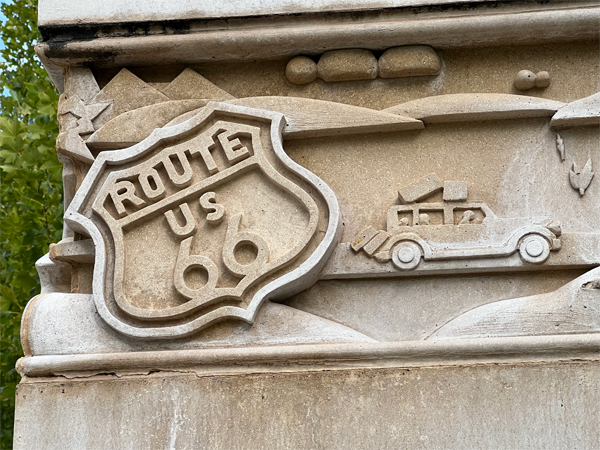 close-up of Route 66 monument