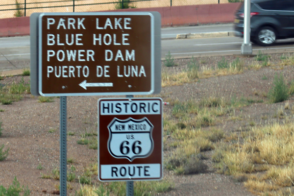 Blue Hole and Route 66 sign