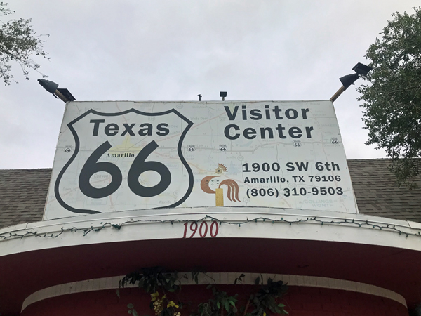 Texas 66 Visitor Cener sign