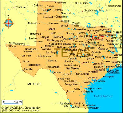 Texas map shing location of Terrell