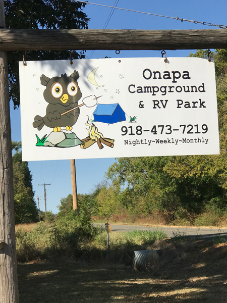 Onapa Campground sign