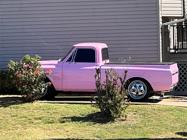 small pink pickup truck