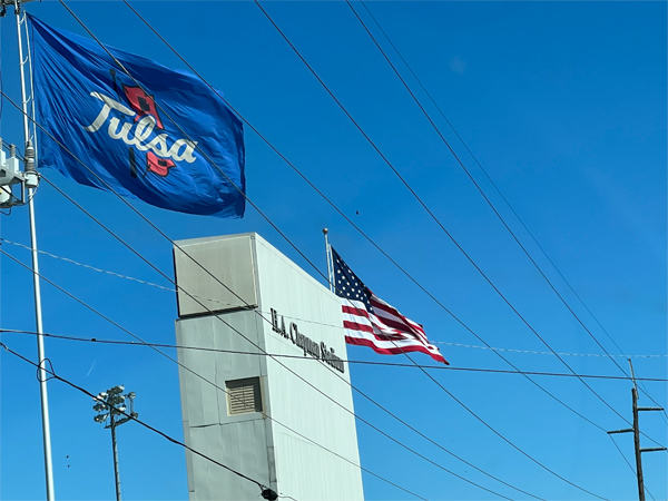 Tulsa and USA flags