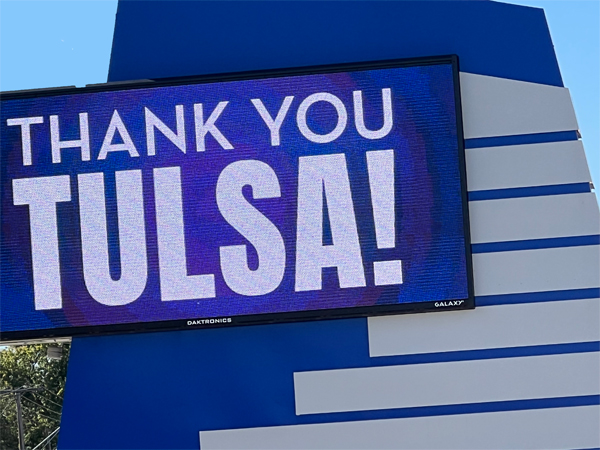 Thank You Tulsa sign