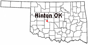 Oklahoma map showing location of Hinton