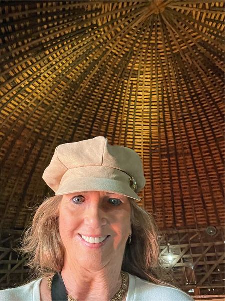 Karen Duquette in the top loft of the Round Barn
