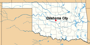 Oklahoma state showing location of Oklahoma City