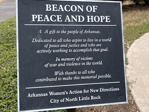the Beacon of Peace and Hope plaque