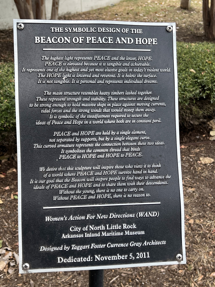 the Beacon of Peace and Hope sign