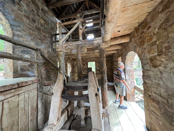 Lee Duquette exiting the grist mill