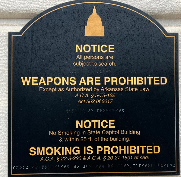 no weapons or smoking allowed sign