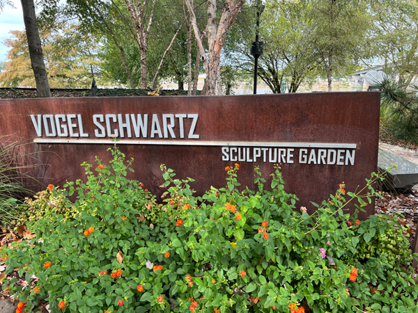 the Vogel Schwartz Sculpture Garden sign