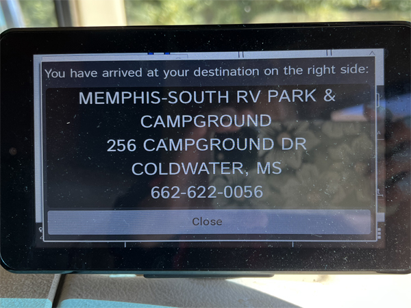 Memphis South RV Park GPS address