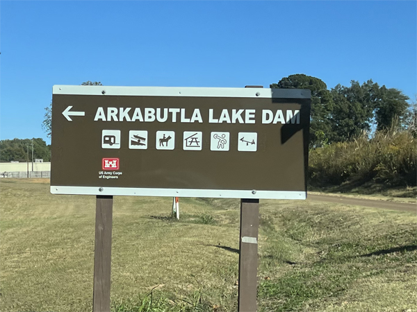 Arkabutla Lake Dam sign
