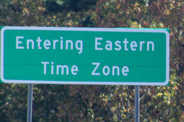 Eastern Time Zone sign