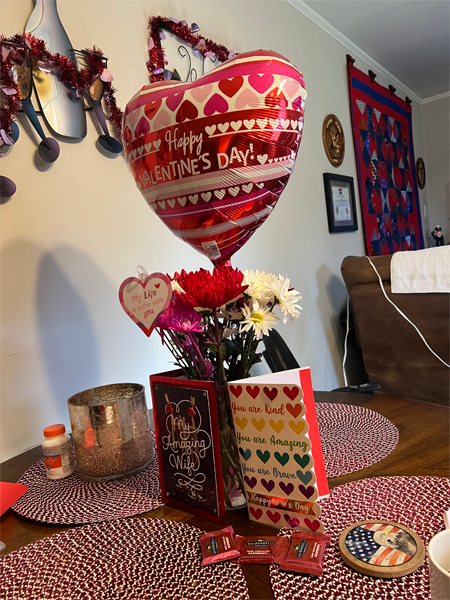 Valentine balloon, cards and candy