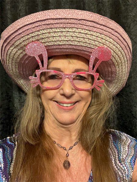 Karen Duquette with her bunny glasses