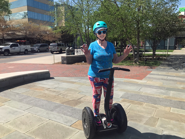 Karen Duquette in Asheville, NC on a Segway
