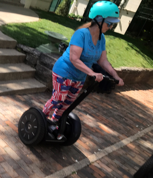 Karen Duquette in Asheville, NC on a Segway