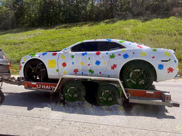car painted with puzzle pieces
