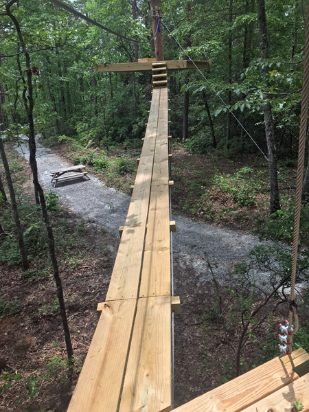 the wooden plank, swinging bridge