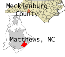 NC map showing location of Matthews