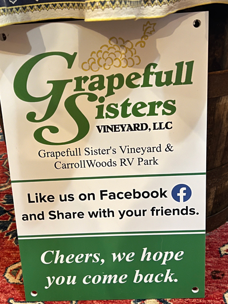 Grapefull Sisters Vineyard sign