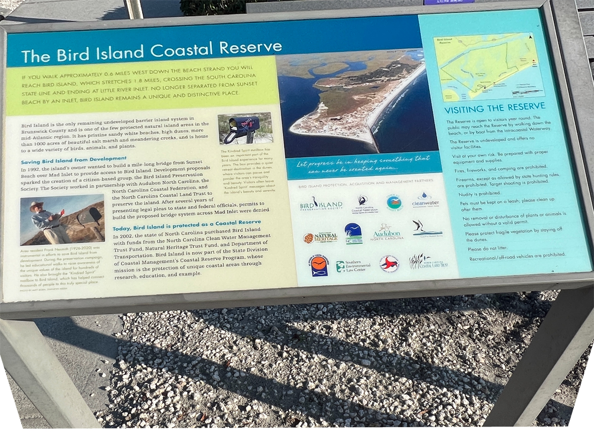sign about Bird Island Coastal Reserve