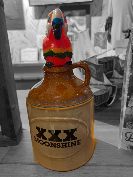 moonshine jug and a parrot