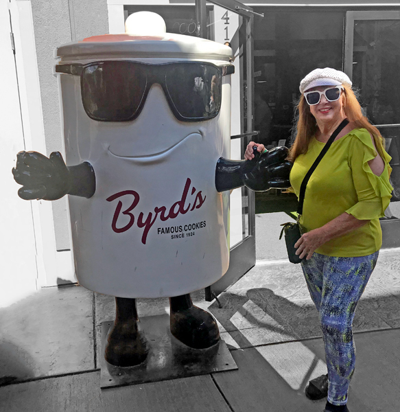 Karen Duquette with Byrd's Cookie dude