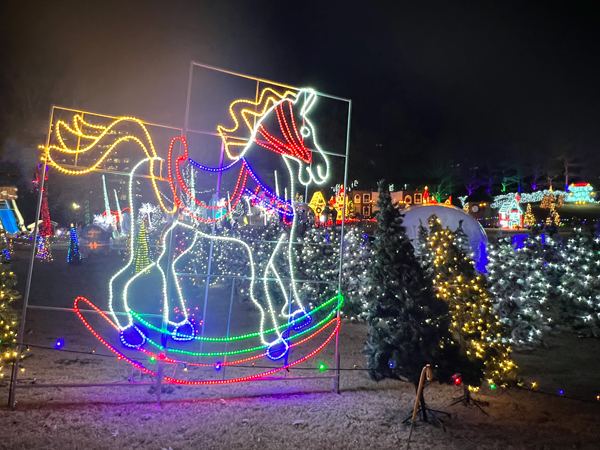 giant rocking horse in lights