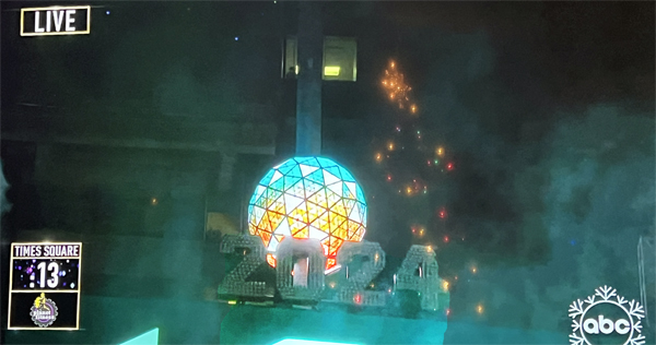 New Years Eve ball dropping on TV