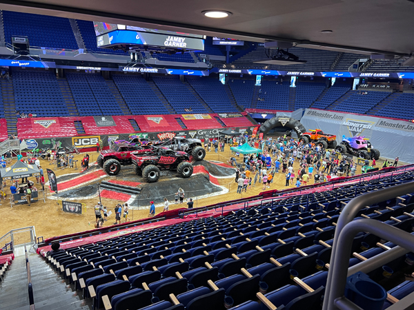 the pits, monster trucks and people