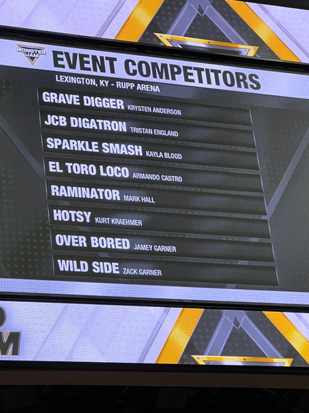 event Competitors trucks and drivers list