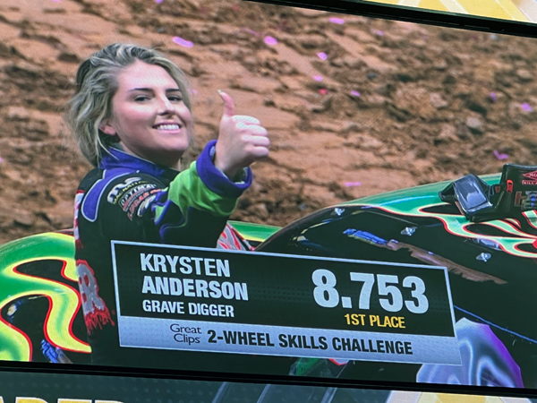 Grave Digger driver Krysten Anderson score