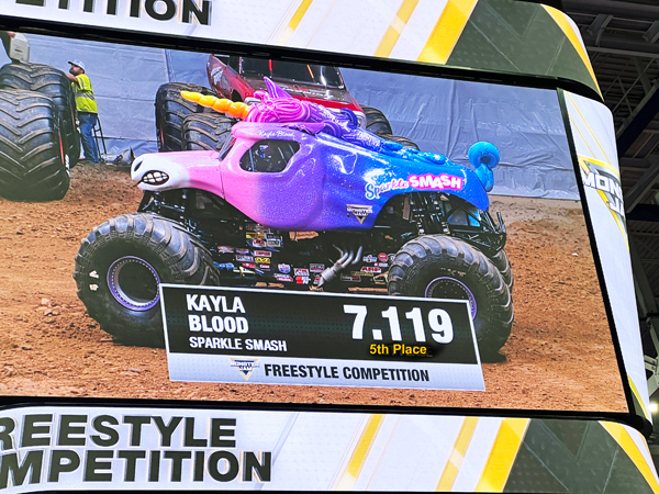 Kayla Blood, Sparkle Smash monster truck driver 