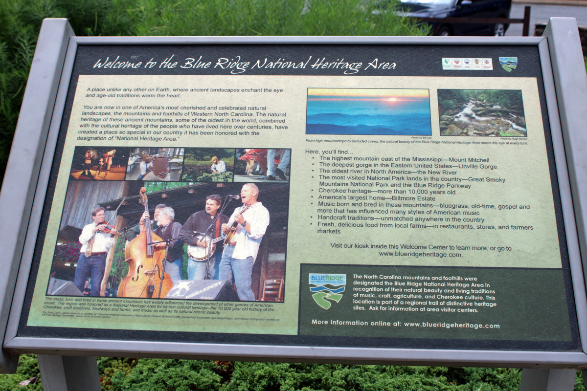 Blue ridge National Heritage Area sign