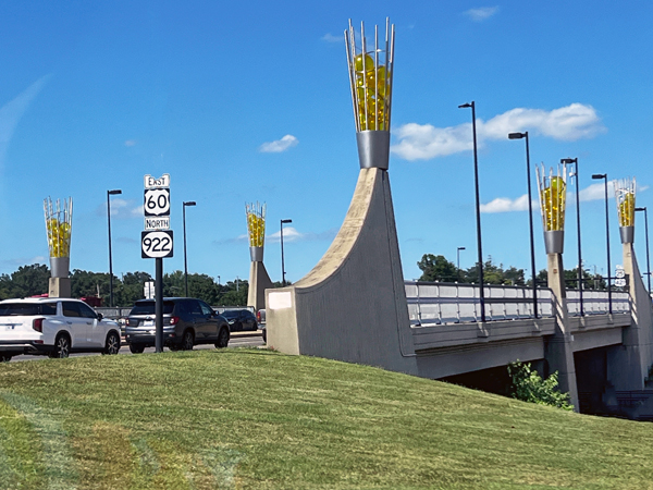 Globes on the Oliver Lewis Bridge