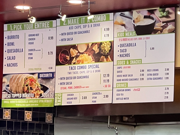 Salsarita's Restaurant menu