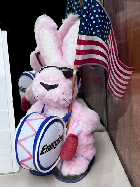 Energizer Bunny and a USA flag