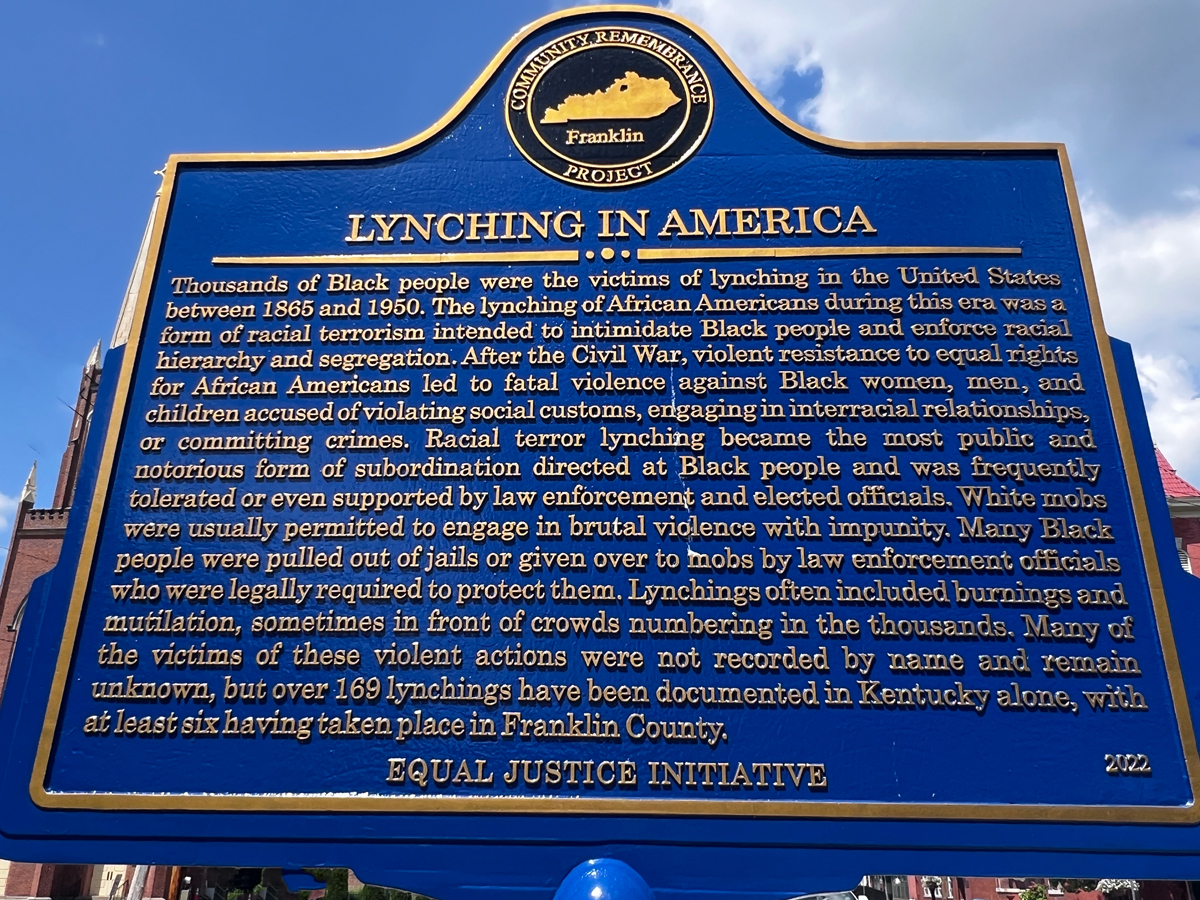 Lynching in America sign - side 1