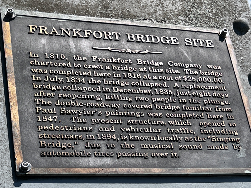 sign about the Frankfort Bridge site