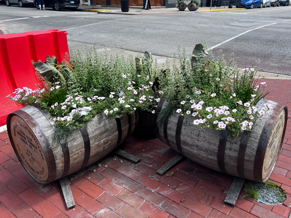 bourbon barrels andflowers